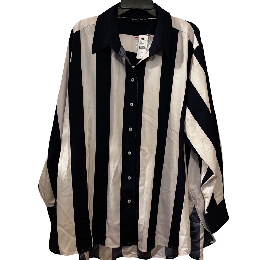 Lane Bryant Women's Blouse 22/24 NWT Button Front Hi Low Long Sleeve Plus Size
